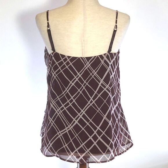 Brown NY & Co Sheer Layered Tank Top Small - Picture 4 of 6